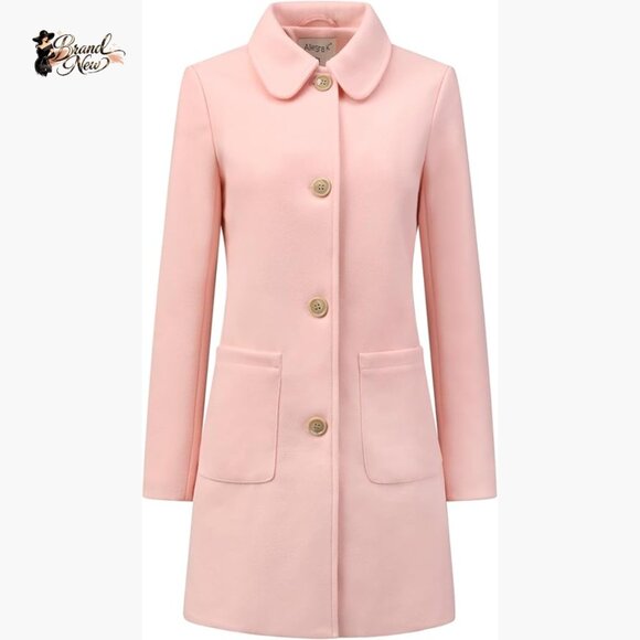 Polyester Trench Coat with Notch Collar and Patch Pockets